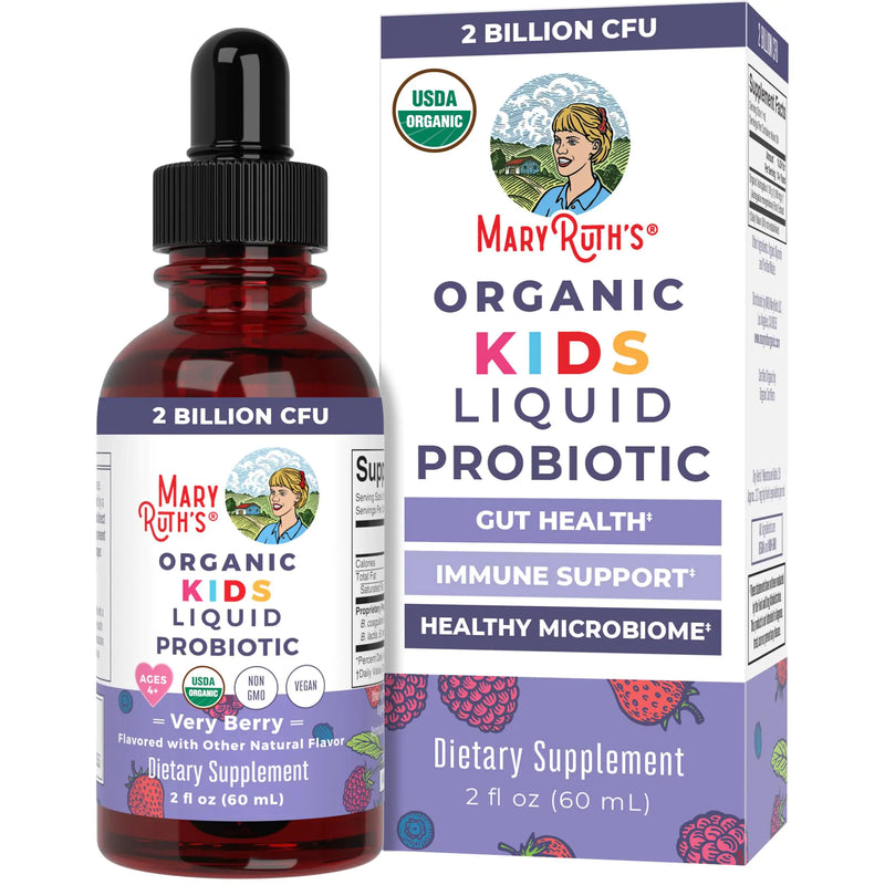 Kids Probiotic Liquid Drops by MaryRuths | USDA Organic Probiotics for Digestive Health | Ages 4+ Gut Health & Immune Support Supplement | Overall Health | Vegan | Non-GMO | 1 Fl Oz