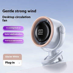 Desktop Clip Fan Digital Display Screen Wall-mounted Usb Rechargeable