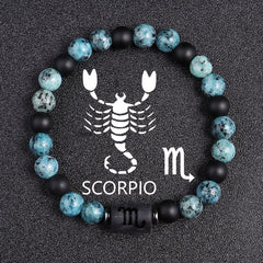 Twelve Constellations Bracelets 8mm Obsidian String Beads Natural Stone