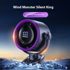 Desktop Clip Fan Digital Display Screen Wall-mounted Usb Rechargeable