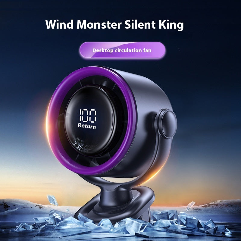 Desktop Clip Fan Digital Display Screen Wall-mounted Usb Rechargeable