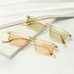 Small Square Box Sunglasses Women's Metal