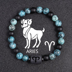 Twelve Constellations Bracelets 8mm Obsidian String Beads Natural Stone