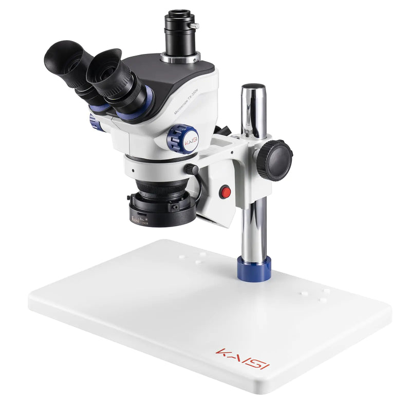 Kaisi TX-350E Professional Soldering MicroscopeTrinocular Stereo Microscope 7X-50X Magnification and WF10x23 Wide Field EyepiecesLab Stereo Zoom Microscopes for Electronics Repair