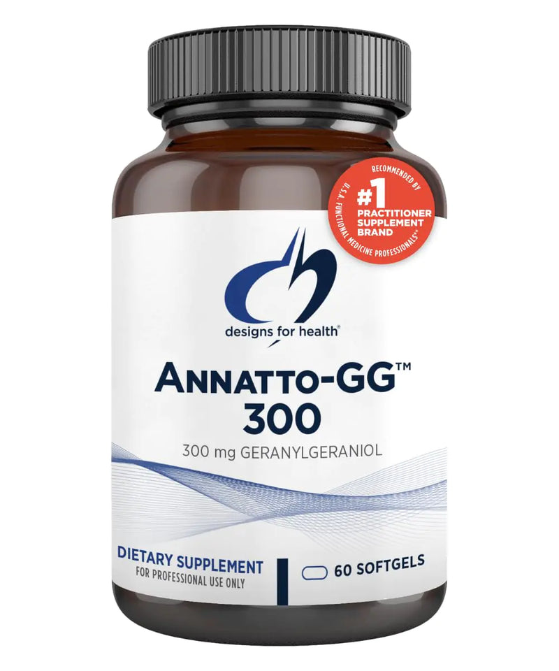 Designs for Health Annatto-GG 300 - Geranylgeraniol GG Supplement from Annatto Seeds - Supports Healthy Aging Bone Health Muscle Health Cellular Energy & Production of Coenzyme Q10 (60 Softgels)