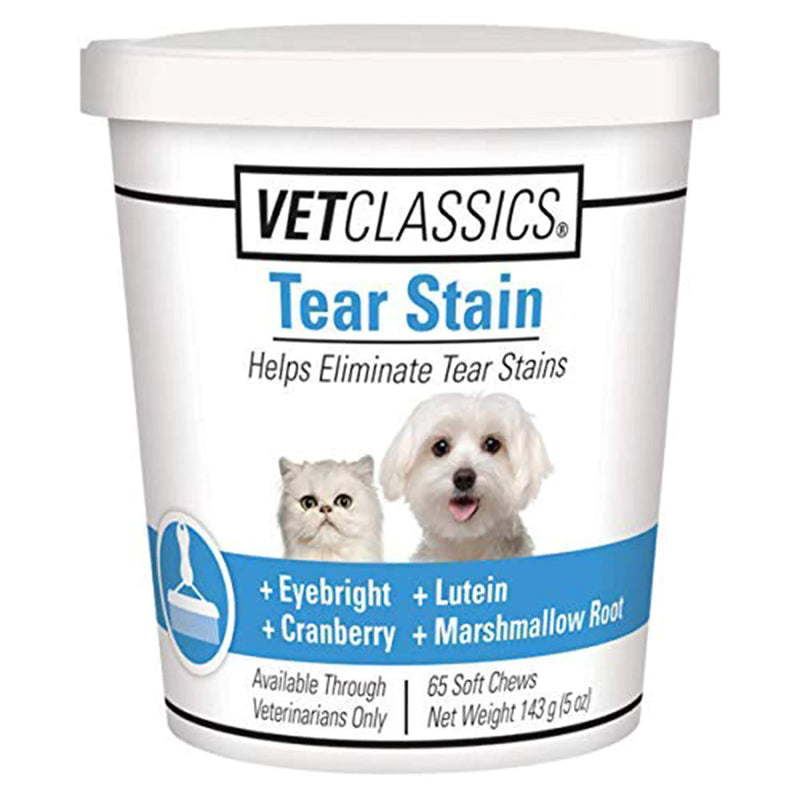Vet Classics Tear Stain Supplements for Dogs Cats – Helps to Prevent and Eliminate Tear Stains for Dog Cat Breeds – Pet Supplement Pet Immune Support – 65 Soft Chews