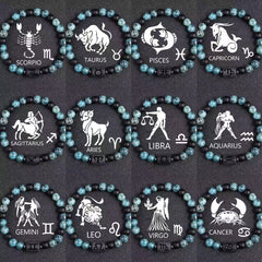 Twelve Constellations Bracelets 8mm Obsidian String Beads Natural Stone