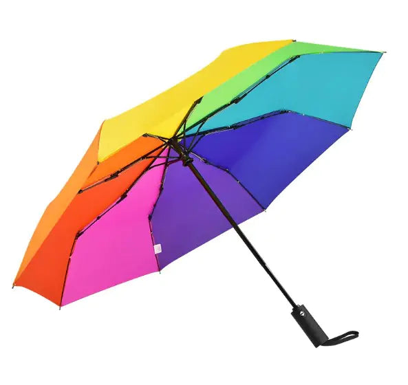 Automatic Rainbow Women's Colorful Folding Umbrella