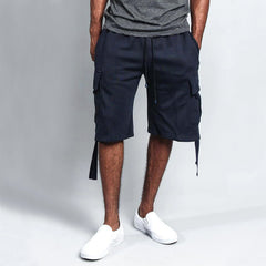 Men's Casual Five-point Overalls Multi-pocket Loose Straight Shorts