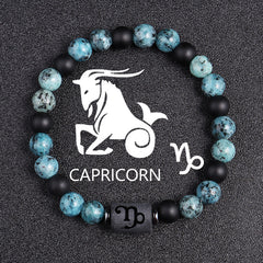 Twelve Constellations Bracelets 8mm Obsidian String Beads Natural Stone