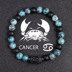 Twelve Constellations Bracelets 8mm Obsidian String Beads Natural Stone