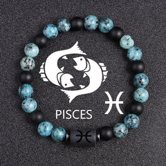 Twelve Constellations Bracelets 8mm Obsidian String Beads Natural Stone