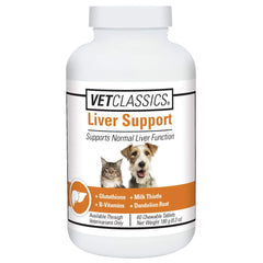 Vet Classics Liver Support Pet Health Supplement for Dogs Cats – Liver Functions – B-Vitamins Glutathione Milk Thistle – Soft Tablets Chews – 60 Chewable Tablets