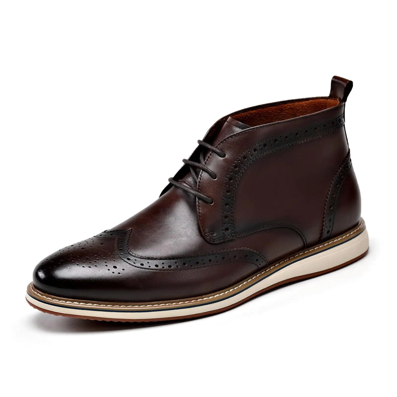 WESDENKING Mens Dress Boots Mens Chukka Boots Casual Leather Brown
