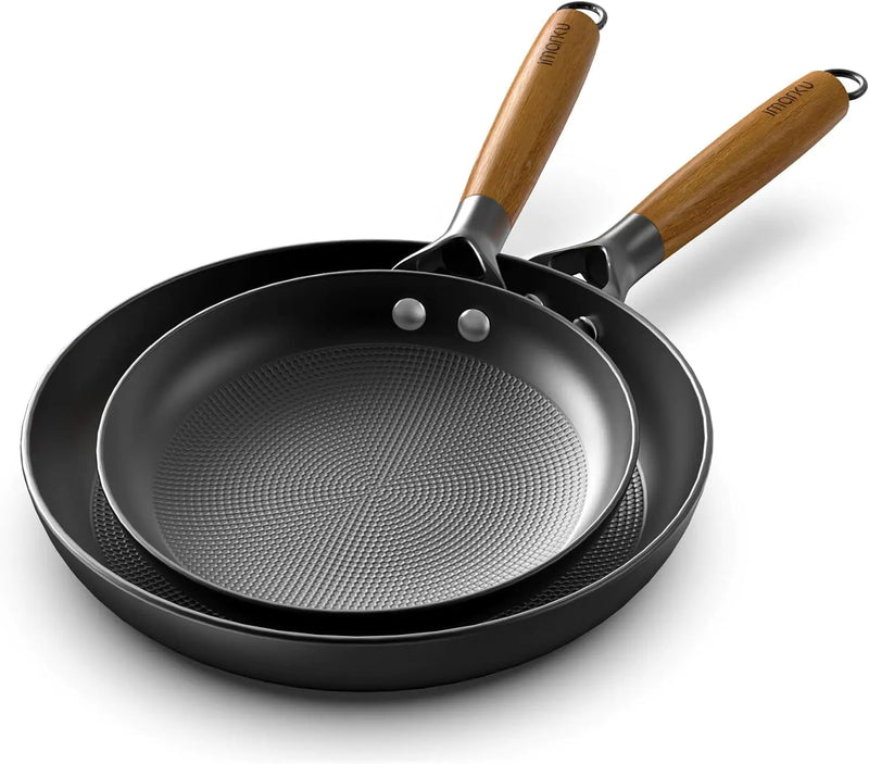 imarku Non Stick Frying Pans - 8 inch & 10 inch Frying Pan Nonstick Set Honeycomb Lock Oil Cast Iron Skillets Dishwasher Safe Induction Compatible Stay-cool Detachable Handle Pans for Cooking
