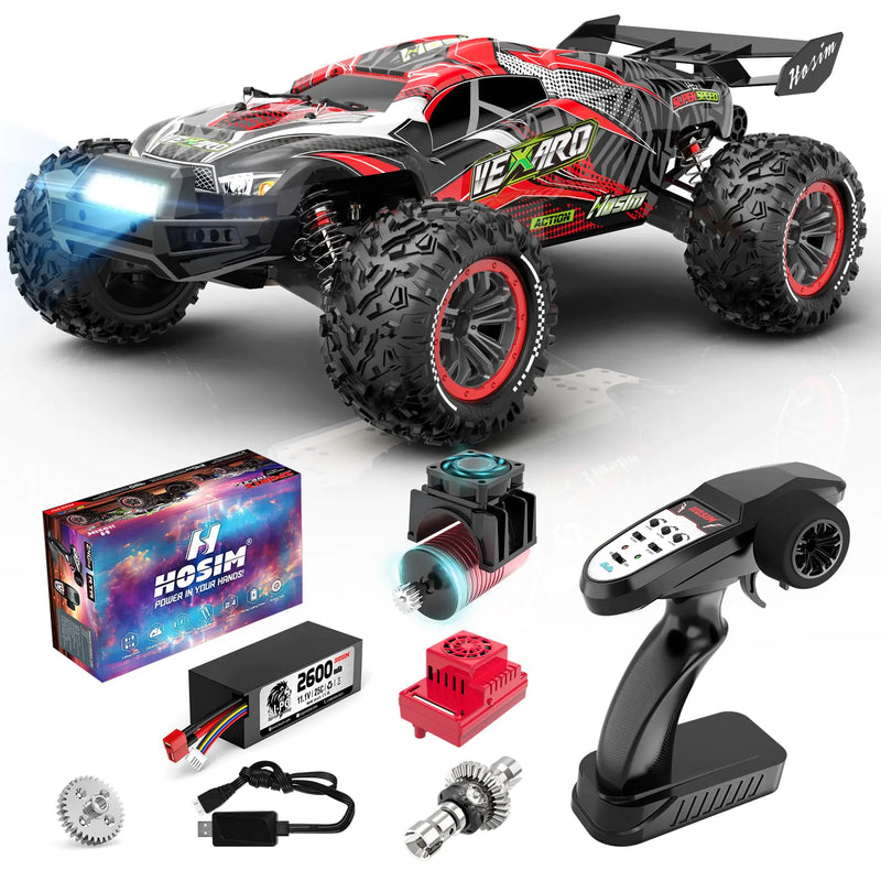 Hosim Mini 1:8 Brushless RC Cars for Adults VEXARO MAX 50MPH High Speed Rc Truck Fast 4X4 Remote Control Car All Terrain RC Truggy Waterproof Off Road Hobby Grade Large Monster Truck with 3S Battery