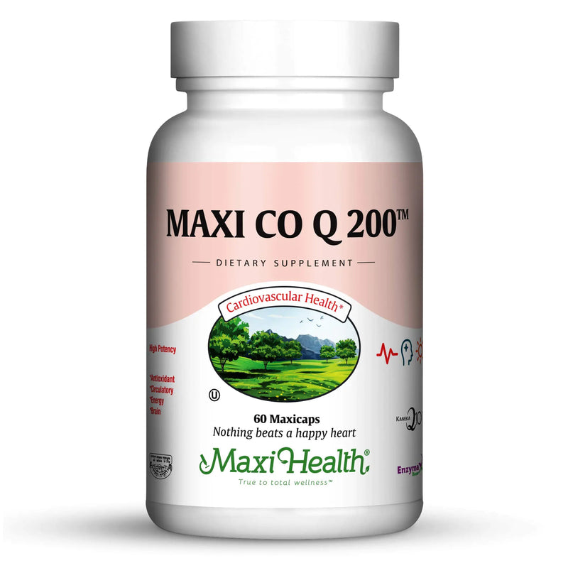 Maxi Health CO Q10 200mg - Coenzyme Q10 Supplement - Heart Health - 60 Capsules - Kosher