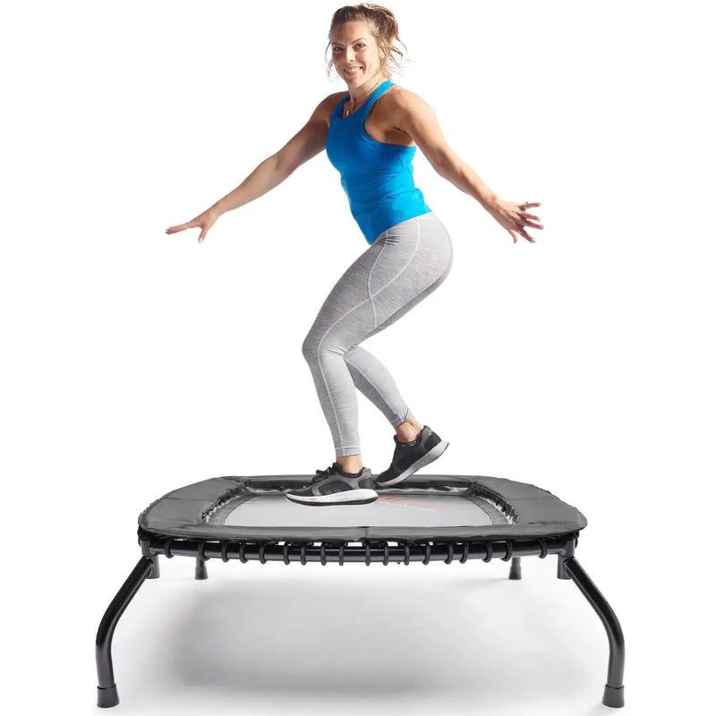 Sunny Health & Fitness Springless Mini Fitness Trampoline – Premium Adjustable Bungee-Style Indoor/Outdoor Exercise Rebounder for Quieter and Safer Workouts (40”) - SF-S021048