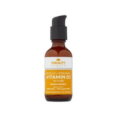PURALITY HEALTH Vitamin D3 with K2 Liquid Supplement Vegan Micelle Liposomal Enhanced Absorption Non-GMO 30 Day Supply