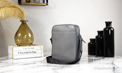 Burberry Thornton Small Grey Embossed Leather Crossbody Handbag