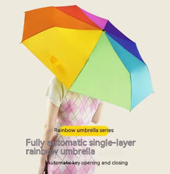 Automatic Rainbow Women's Colorful Folding Umbrella
