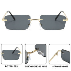 New Square Frameless Trimming Sunglasses