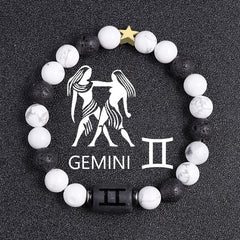White-barked Pine Volcanic Rock String Beads And Round All-match Bracelet Beads