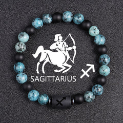 Twelve Constellations Bracelets 8mm Obsidian String Beads Natural Stone