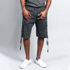 Men's Casual Five-point Overalls Multi-pocket Loose Straight Shorts