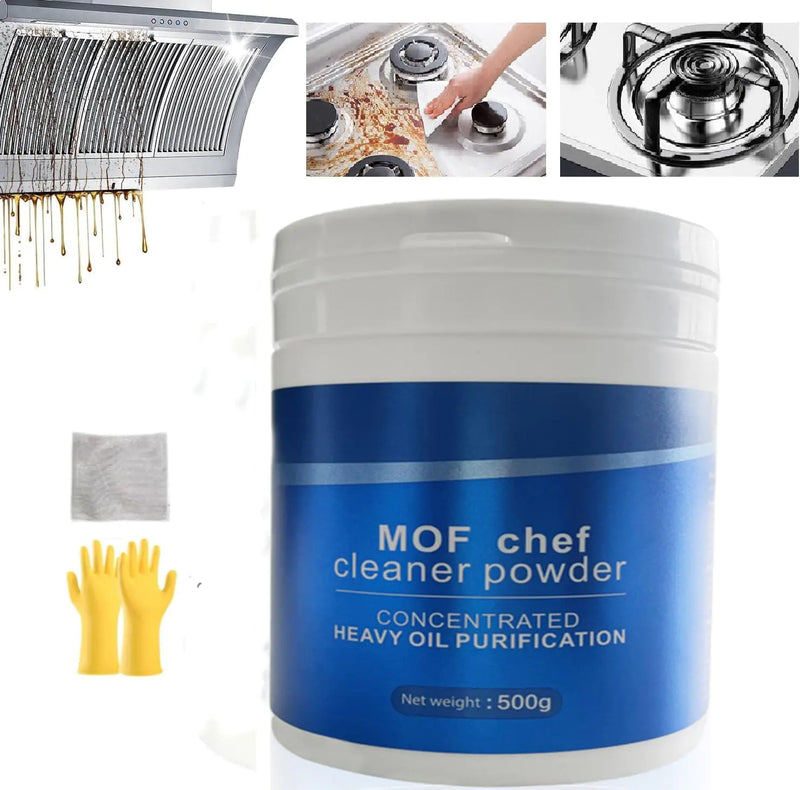 KEHOO M.O.F-CHEF Protective Kitchen Cleaner 500g Heavy Duty Kitchen Degreaser Mof Chef Protective Kitchen Cleaning Powder Strong Kitchen Multipurpose Powder Cleaner