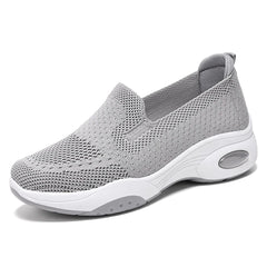 HDFDB Womens Mesh Slip-On Orthopedic Sneakers Lightweight Breathable with Arch Support Air Cushion Wedge Yaoyao Shoes for Diabetes Arthritis Nurse Walking Shoes (9Gray)