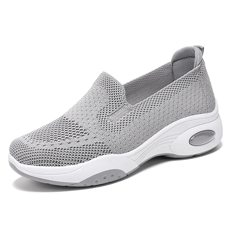 HDFDB Womens Mesh Slip-On Orthopedic Sneakers Lightweight Breathable with Arch Support Air Cushion Wedge Yaoyao Shoes for Diabetes Arthritis Nurse Walking Shoes (9Gray)