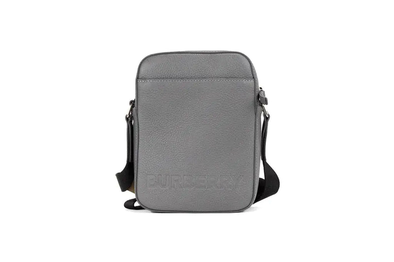 Burberry Thornton Small Grey Embossed Leather Crossbody Handbag