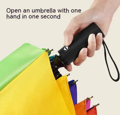 Automatic Rainbow Women's Colorful Folding Umbrella