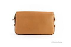 Burberry Grace Small Nutmeg Leather Flap Crossbody Clutch Handbag