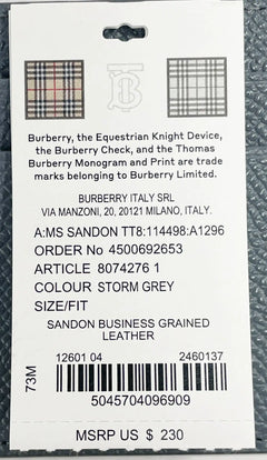Burberry Sandon Grey Grained Leather Card Case Wallet